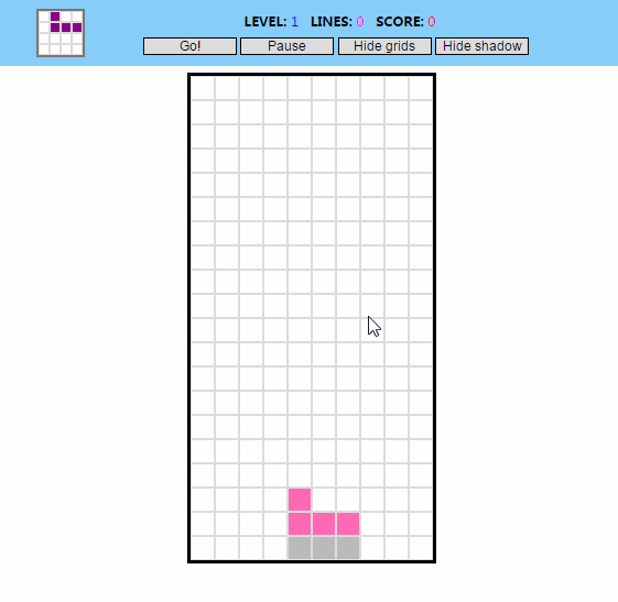 javascript jquery实现tetris(俄罗斯方块)游戏代码