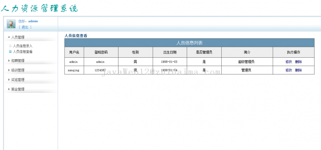 java Struts+Hibernate企业人力资源管理系统源代码下载